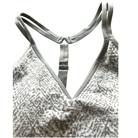 RBX Grey White Printed Adjustable T Strap Sports Bra Size Medium - Picture 2 of 9